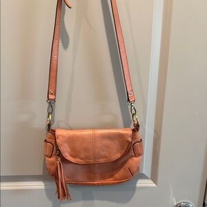 Lucky Brand Vintage Orange Leather Crossbody with Tassels